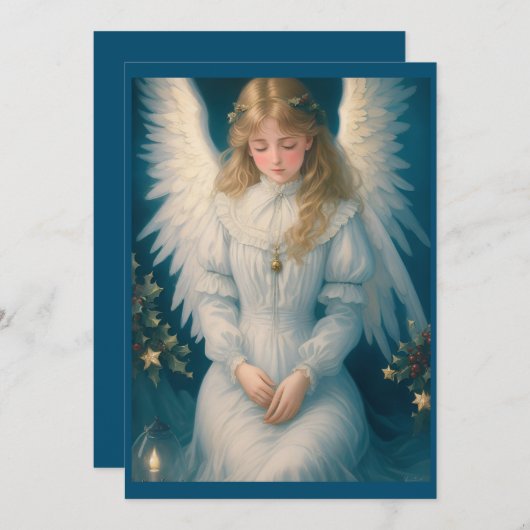  Victoriaans kerstengel Feestdagenkaart (Voorkant / Achterkant)