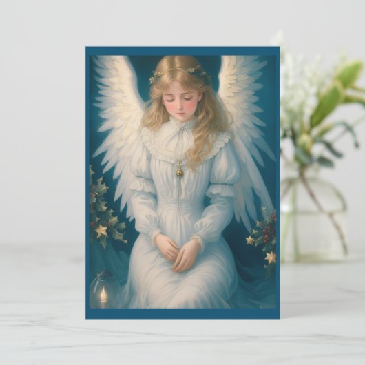  Victoriaans kerstengel Feestdagenkaart (Staand voorkant)