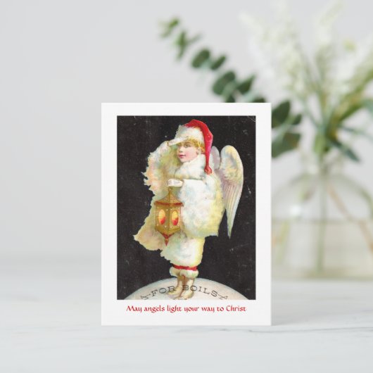 Victoriaans kerstengel feestdagenkaart (Staand voorkant)