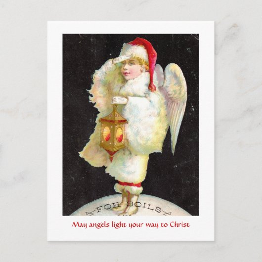 Victoriaans kerstengel feestdagenkaart (Voorkant)