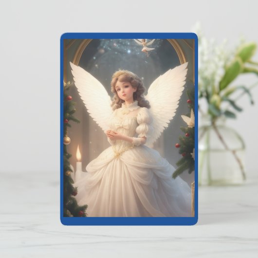 Victoriaans kerstengel Feestdagenkaart (Staand voorkant)