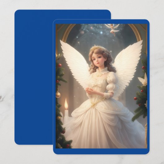 Victoriaans kerstengel Feestdagenkaart (Voorkant / Achterkant)