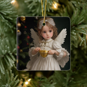 Victoriaans kerstengel Keramisch Ornament