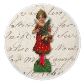 Victoriaans kerstengel - tandenbrood hart  keramische knop (Voorkant)