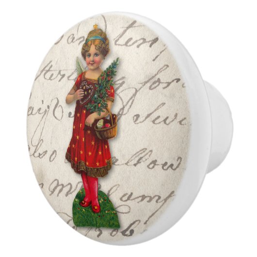 Victoriaans kerstengel - tandenbrood hart  keramische knop (Rechts)