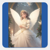  Victoriaans kerstengel Vierkante Sticker (Voorkant)