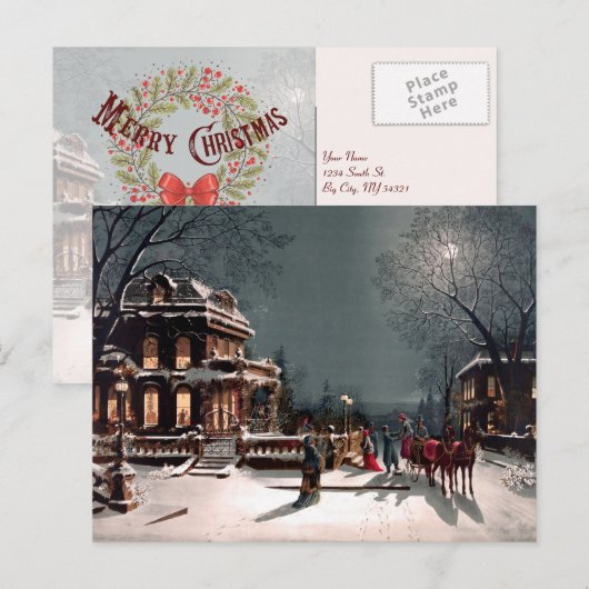 Victoriaans kerstfeest  Briefkaart (Voorkant / Achterkant)