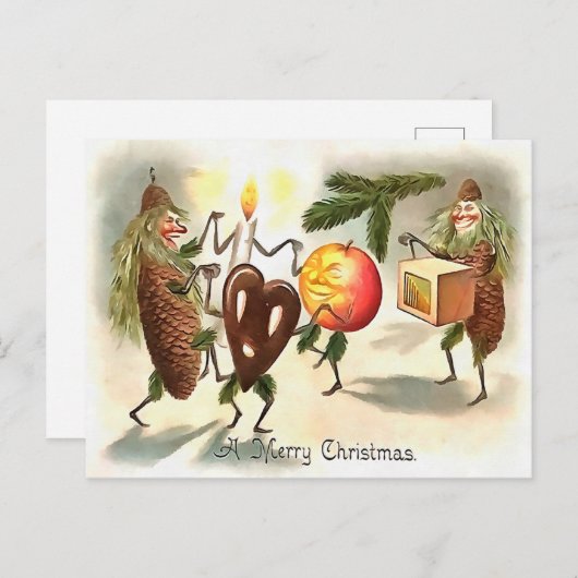 Victoriaans kerstfeest Briefkaart (Voorkant / Achterkant)