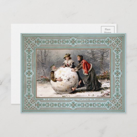 Victoriaans kerstfeest Briefkaart (Voorkant / Achterkant)