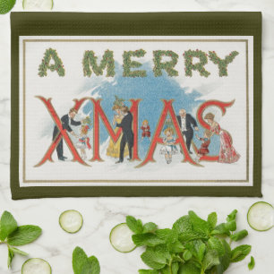 Victoriaans kerstfeest, een feest voor vrolijke f Theedoek