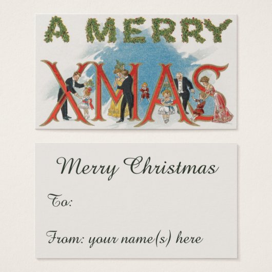 Victoriaans kerstfeest, een feest voor vrolijke f Visitekaartjes (Voorkant /achterkant)