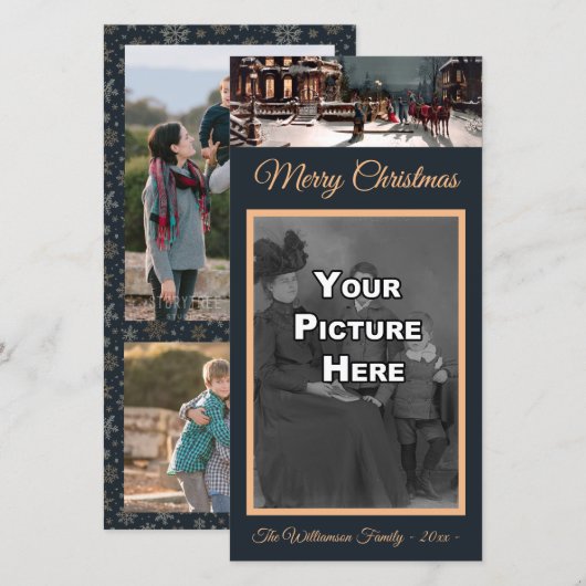 Victoriaans kerstfeest fotokaart feestdagenkaart (Voorkant / Achterkant)