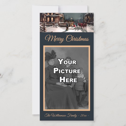 Victoriaans kerstfeest fotokaart feestdagenkaart (Voorkant)