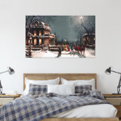 Victoriaans kerstfeest grote canvas print (Insitu (Slaapkamer))