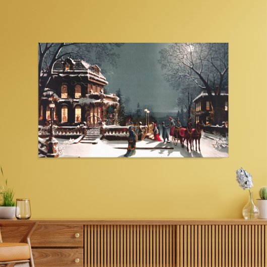 Victoriaans kerstfeest grote canvas print (Insitu (Woonkamer))