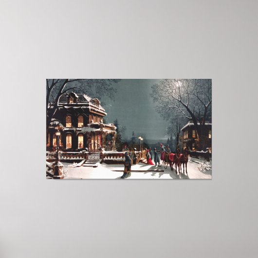 Victoriaans kerstfeest grote canvas print (Voorkant)