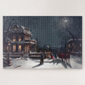 Victoriaans kerstfeest in winterkoets legpuzzel (Horizontaal)