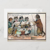 Victoriaans kerstfeest met kat Choir Briefkaart (Voorkant / Achterkant)