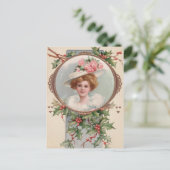  Victoriaans kerstfeest met Mistletoe Berries Feestdagenkaart (Staand voorkant)