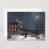 Victoriaans kerstfeest met winterfeest feestdagenkaart (Voorkant / Achterkant)