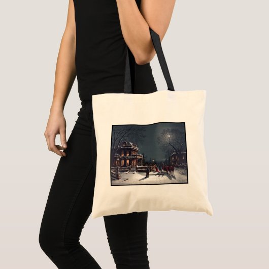 Victoriaans kerstfeest met winterfeest tote bag (Voorkant (product))