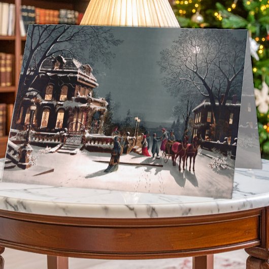 Victoriaans kerstfeest Wenskaart Feestdagen Kaart