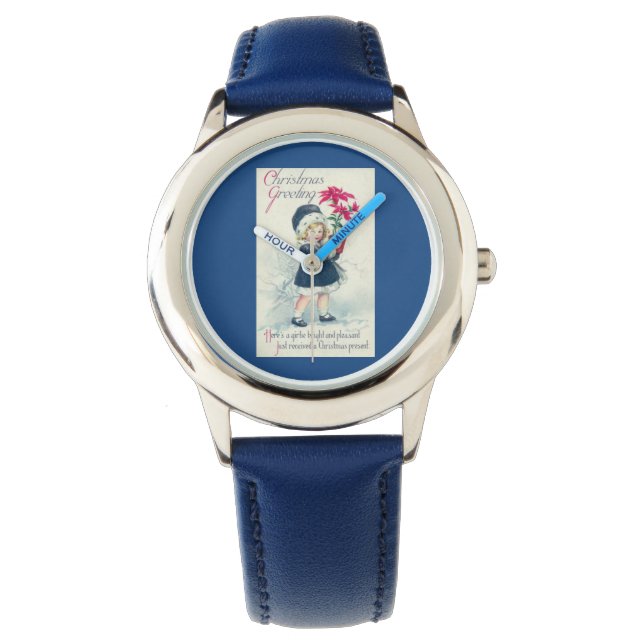 Victoriaans kerstfeestdag in Girl Vintage Horloge (Voorkant)