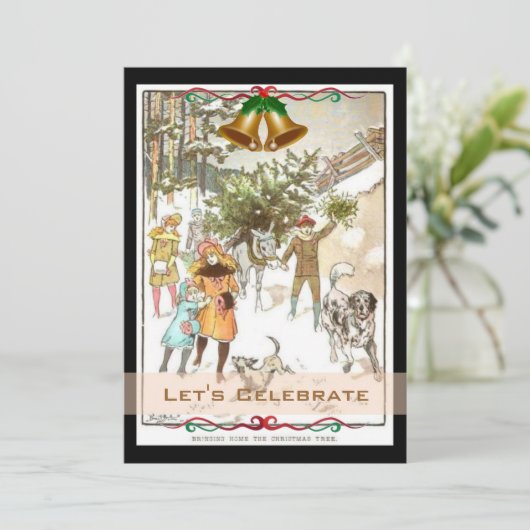 Victoriaans kerstfeestdag Kaart (Staand voorkant)