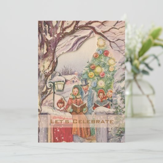  Victoriaans kerstfeestdag Kaart (Staand voorkant)