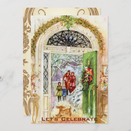 Victoriaans kerstfeestdag Kaart (Voorkant / Achterkant)