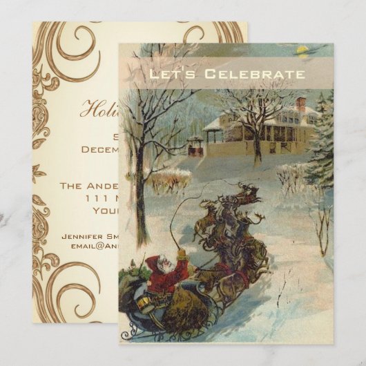  Victoriaans kerstfeestdag Kaart (Voorkant / Achterkant)