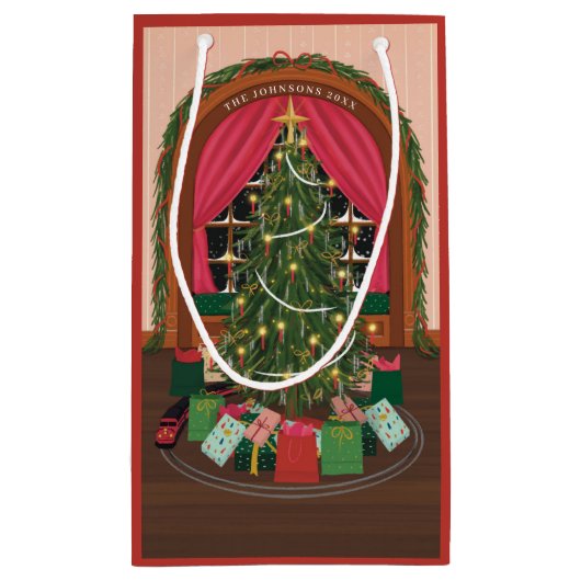 Victoriaans kerstfeestdag klein cadeauzakje (Achterkant)