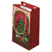 Victoriaans kerstfeestdag klein cadeauzakje (Achterkant Gekanteld)