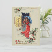  Victoriaans kerstfeestkaart Feestdagenkaart (Staand voorkant)