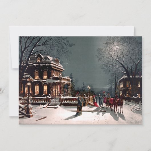 Victoriaans kerstfeestuitnodiging kaart (Voorkant)