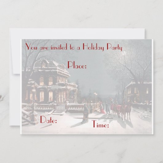 Victoriaans kerstfeestuitnodiging kaart (Achterkant)