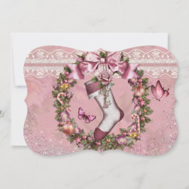 Victoriaans kerstfeestuitnodiging kaart