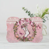 Victoriaans kerstfeestuitnodiging kaart (Staand voorkant)