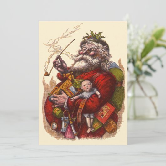 Victoriaans kerstfeestuitnodiging kaart (Staand voorkant)