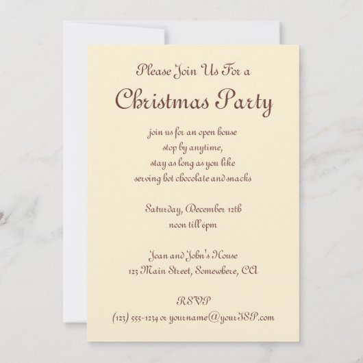 Victoriaans kerstfeestuitnodiging kaart (Achterkant)