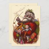 Victoriaans kerstfeestuitnodiging kaart (Voorkant / Achterkant)