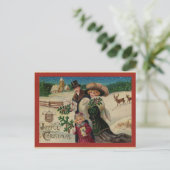 Victoriaans kerstgezin briefkaart (Staand voorkant)