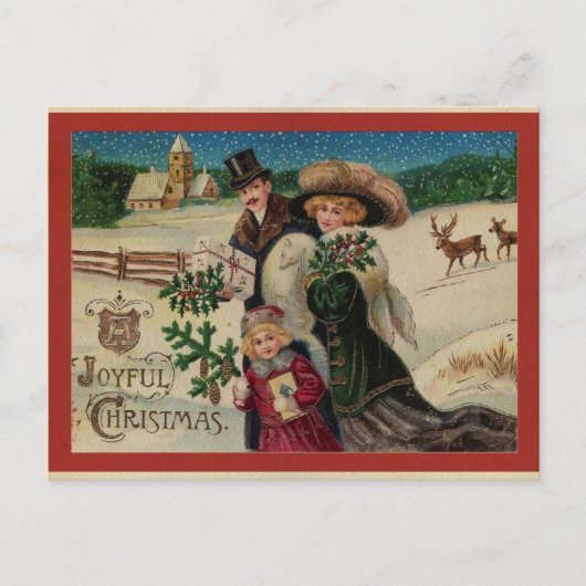 Victoriaans kerstgezin briefkaart (Voorkant)