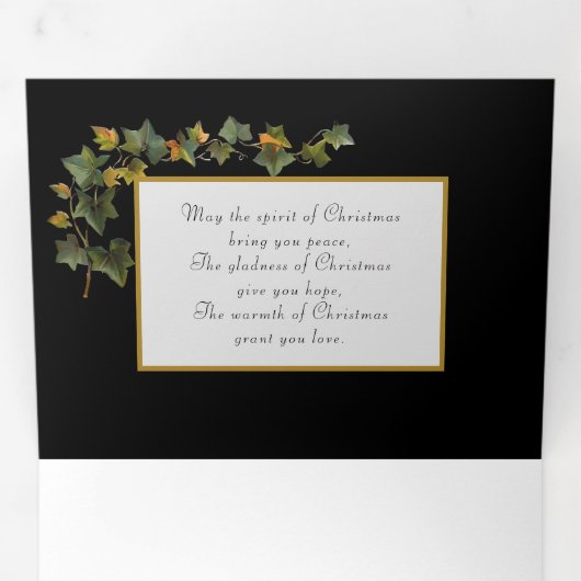  Victoriaans Kerstgroet en Bloemen Drieluik Wenskaart (Binnenzijde eerst)