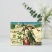 Victoriaans kerstgroet feestdagenkaart (Staand voorkant)