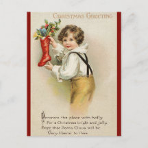 Victoriaans kerstgroet met gedicht -