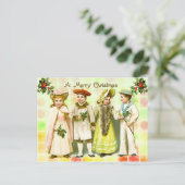  Victoriaans kerstgroet van kinderen Feestdagenkaart (Staand voorkant)