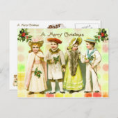  Victoriaans kerstgroet van kinderen Feestdagenkaart (Voorkant / Achterkant)