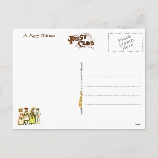Victoriaans kerstgroet van kinderen Feestdagenkaart (Achterkant)