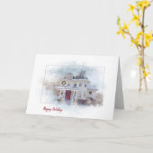 Victoriaans kersthuis kaart (Gele Bloem)